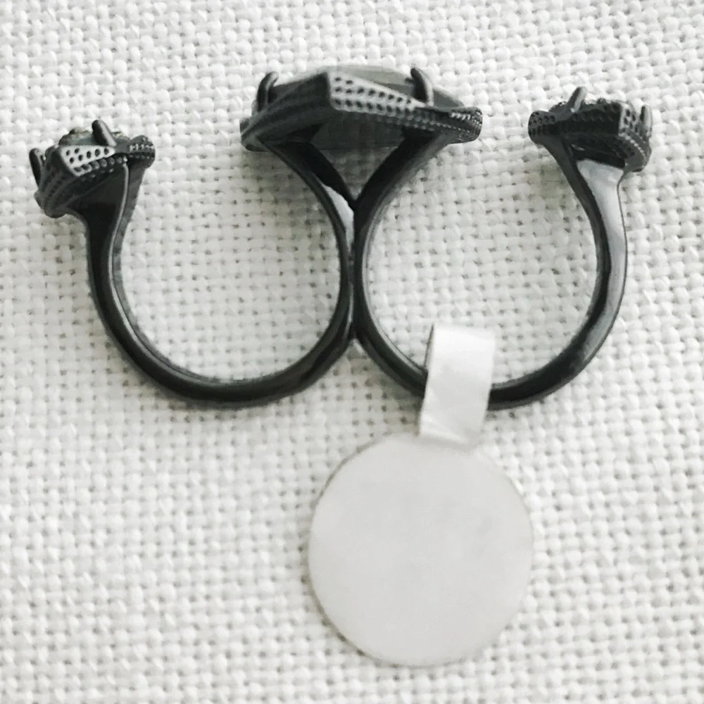 NWT Set KENDRA SCOTT Elsie Necklace & Rachel Double Ring Abalone Druzy Gunmetal